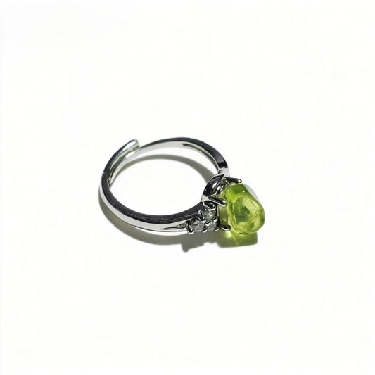 Peridot Rings Silver Wire Wrapped for Women Minimalist Ring
