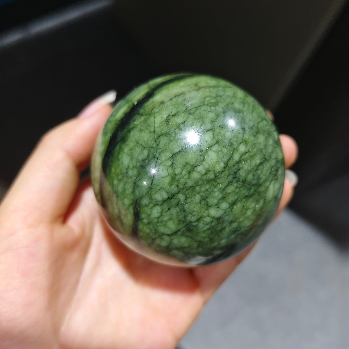 Natural Green Jade Sphere