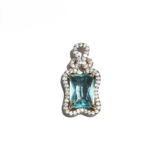 High-end Drilled Square Row Light Blue Zircon Pendants Rose-gold Plated Accessories For Women Jewelry Gifts