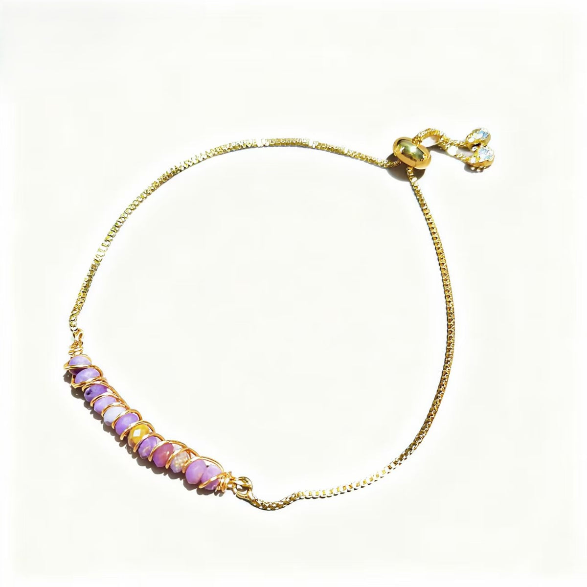 Golden Wired Facted Crystal Beads Bracelet Gifts