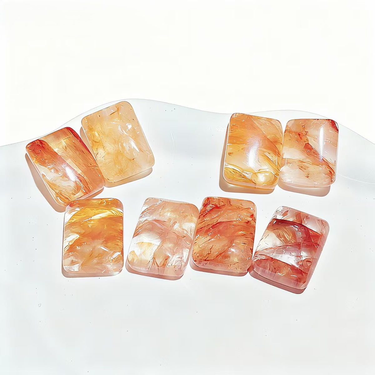 1Pc Natural Fire Quartz Cuboid Shape Unpunched Pendants Healing Crystal Necklace For Women