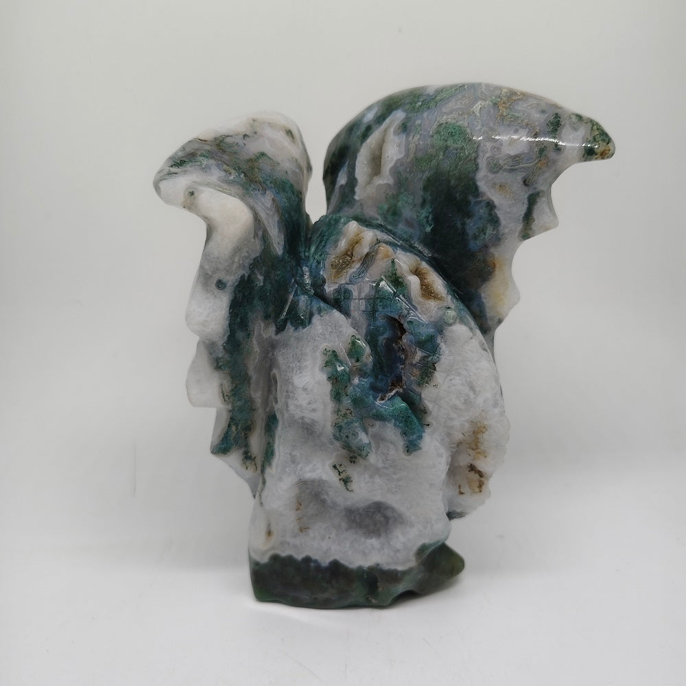 mossagate dragon carving ornaments healing 1.306kg