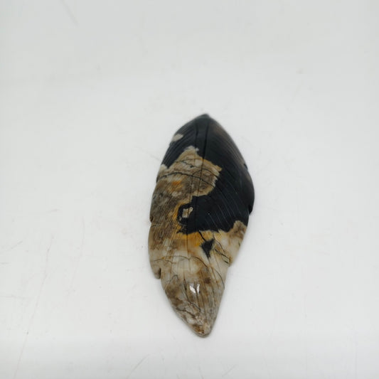 51.4g natural volcanic agate leaves carving ornaments healing