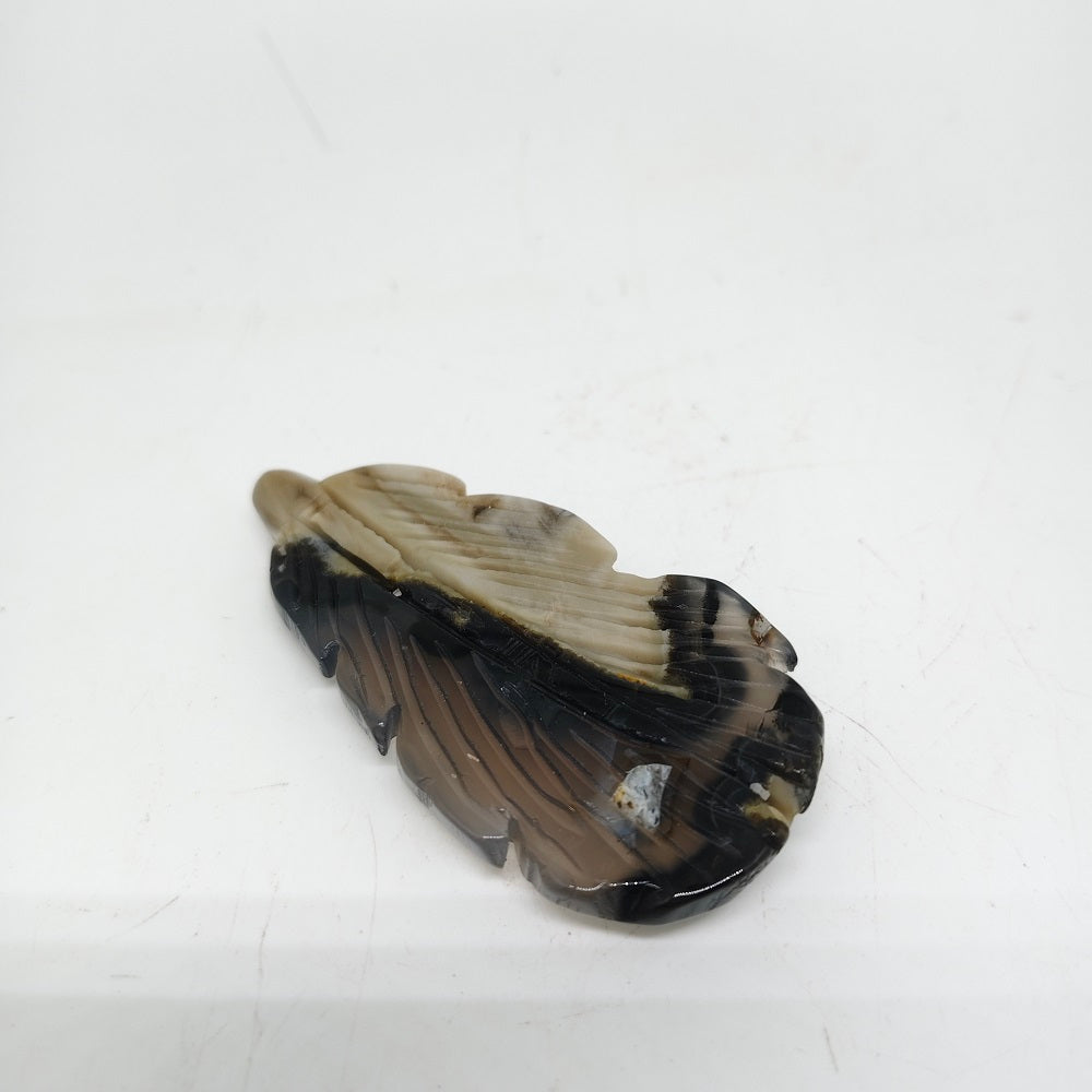 45.9g natural volcanic agate leaves carving ornaments healing