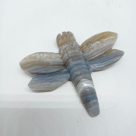 natural agate dragonfly carving ornaments healing 85g