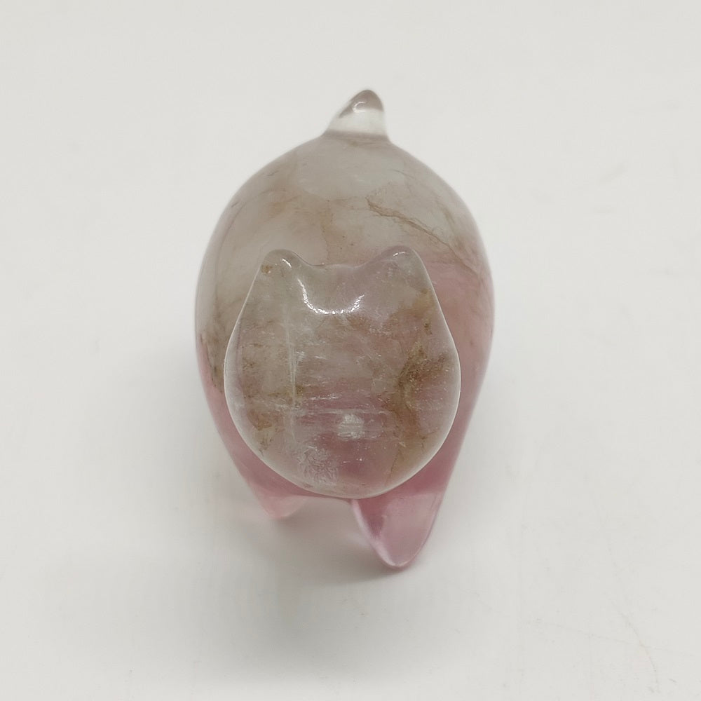 fluorite cat carving ornaments healing 61.7g