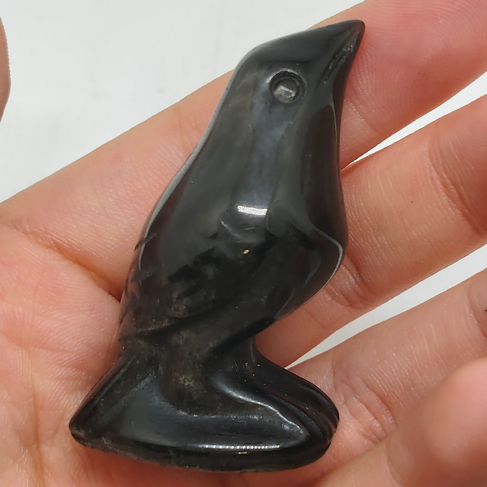 silver obsidian bird carving ornaments healing 24.4g