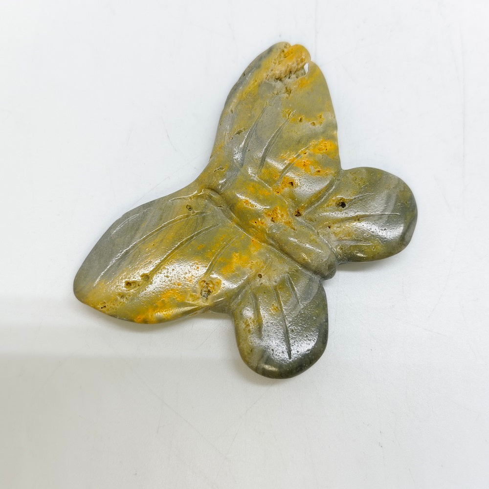 bumble bee jasper butterfly carving ornaments healing 27g