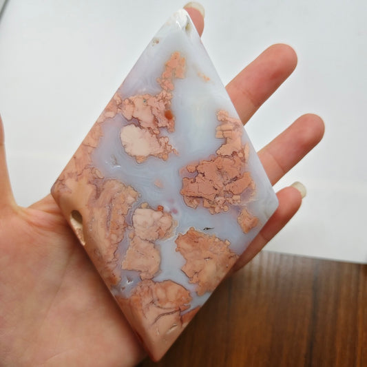 pink silced agate carving ornaments healing 156.3g
