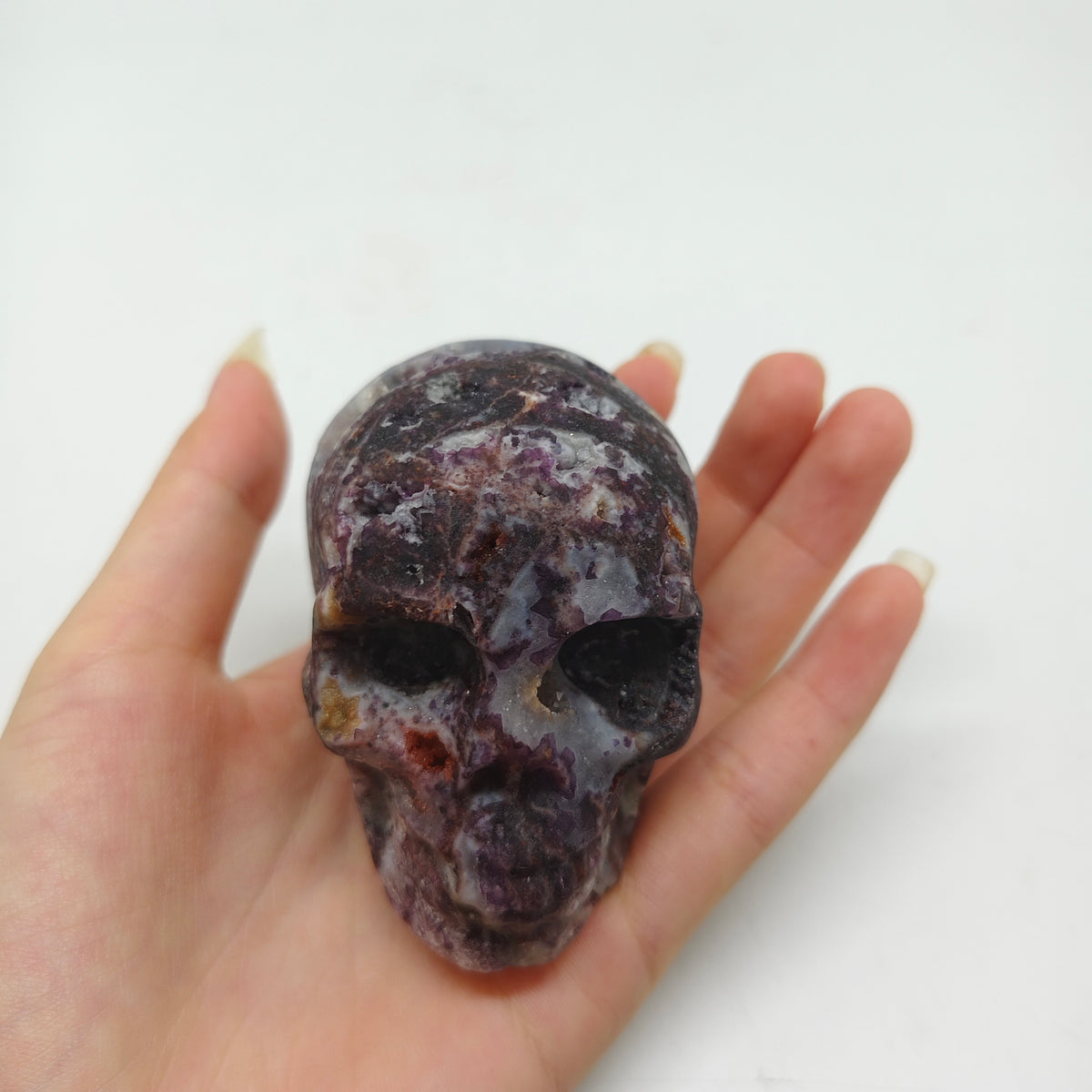 purple sphalerite skull carving ornaments healing 184.2g