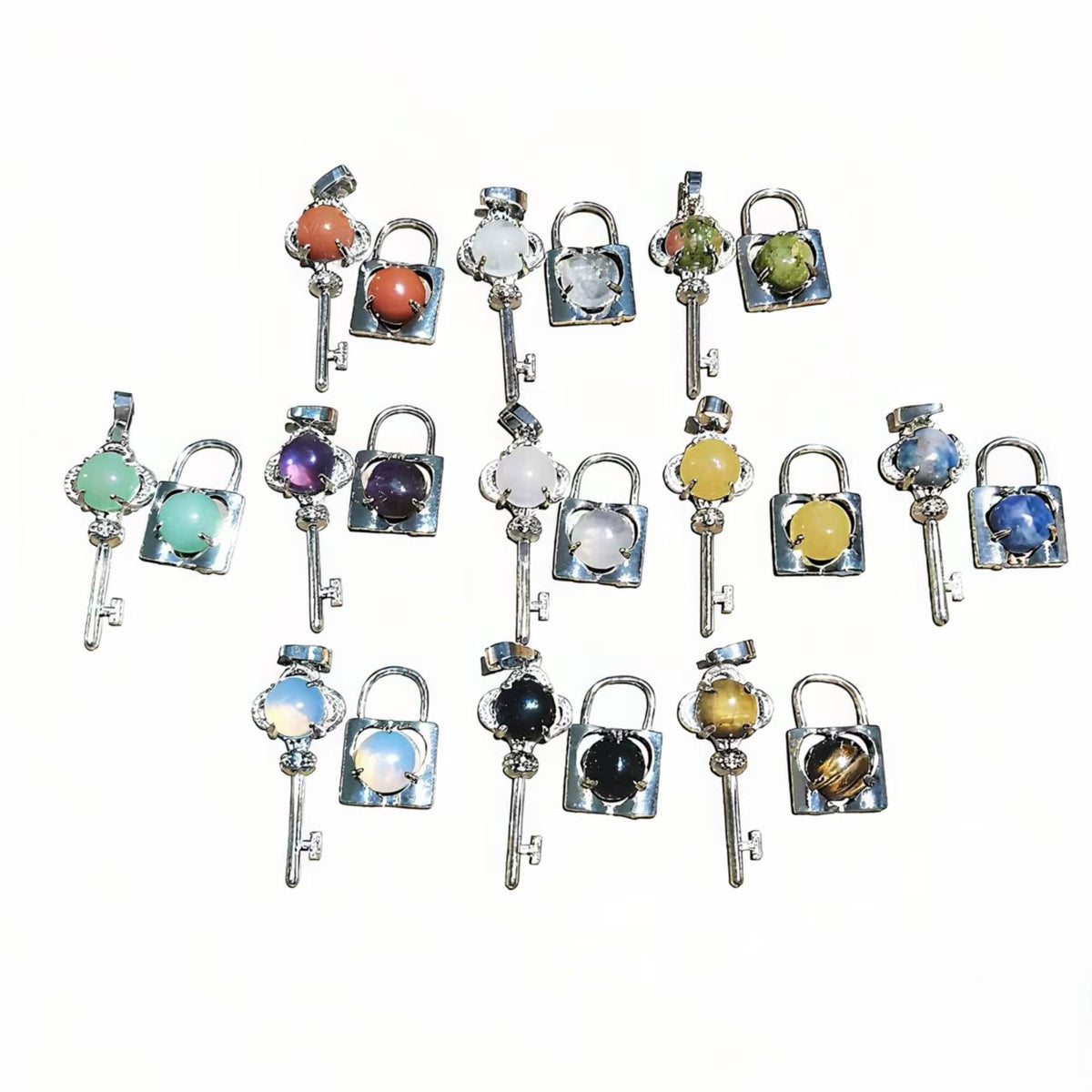 Crystal Concentric Lock Key Couple Pendants Fashion For Necklace