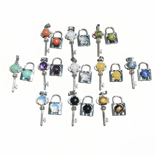 Crystal Concentric Lock Key Couple Pendants Fashion For Necklace