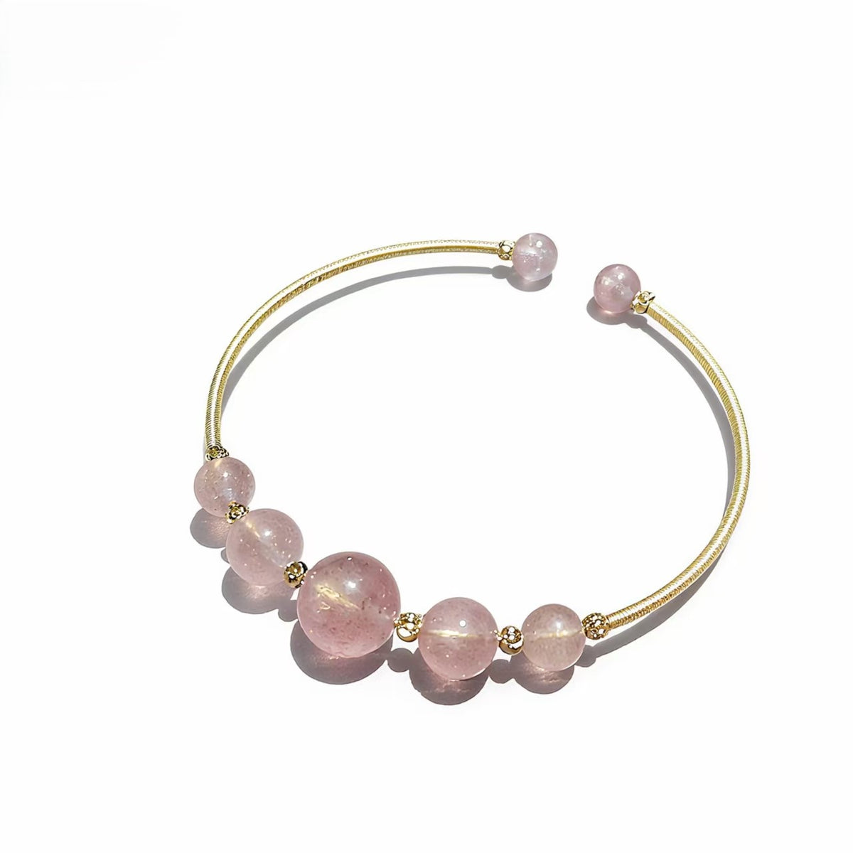 Natural Crystal Wire Wrapped Cuff Bangle Adjustable Size For Women Gold Plated jewelry
