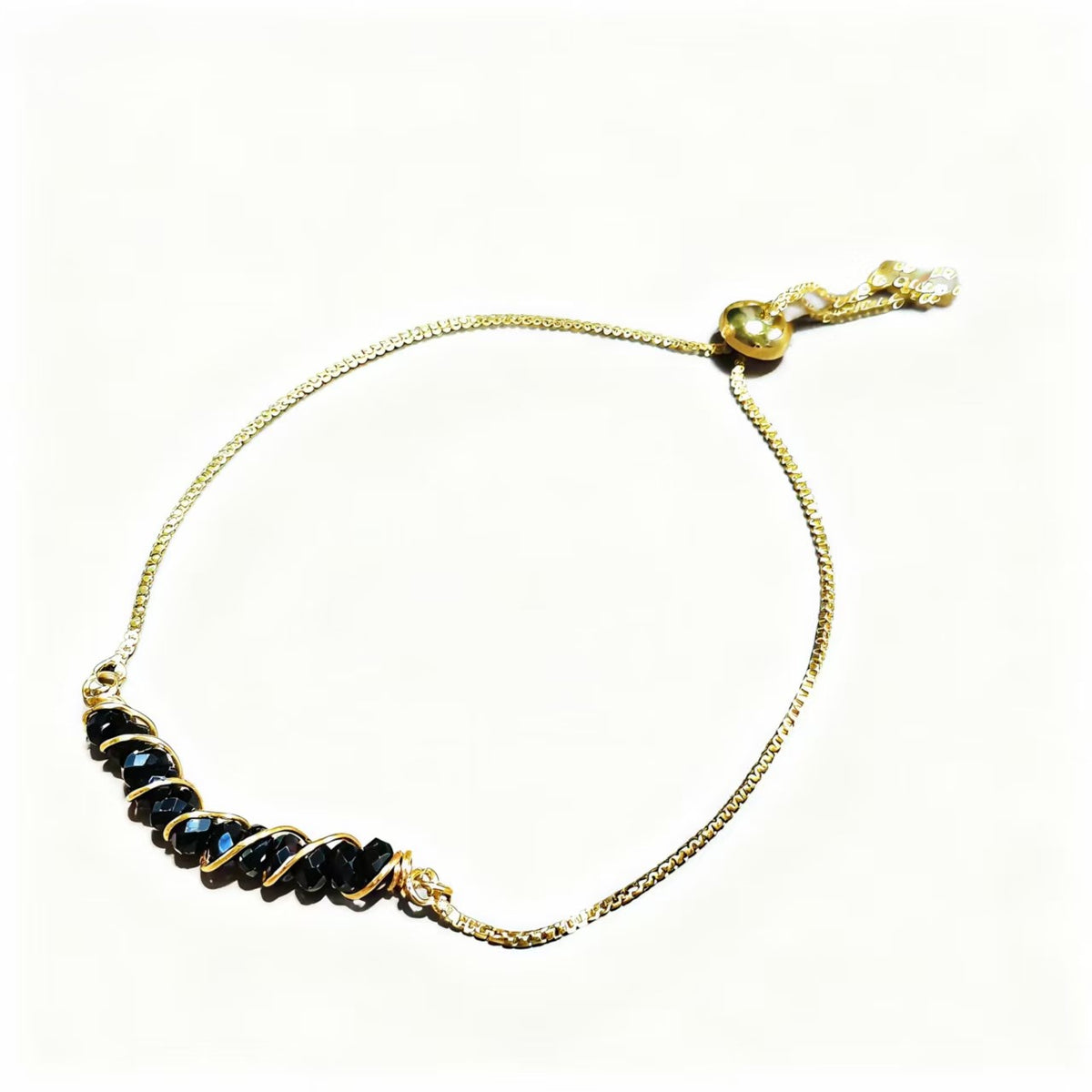 Golden Wired Facted Crystal Beads Bracelet Gifts