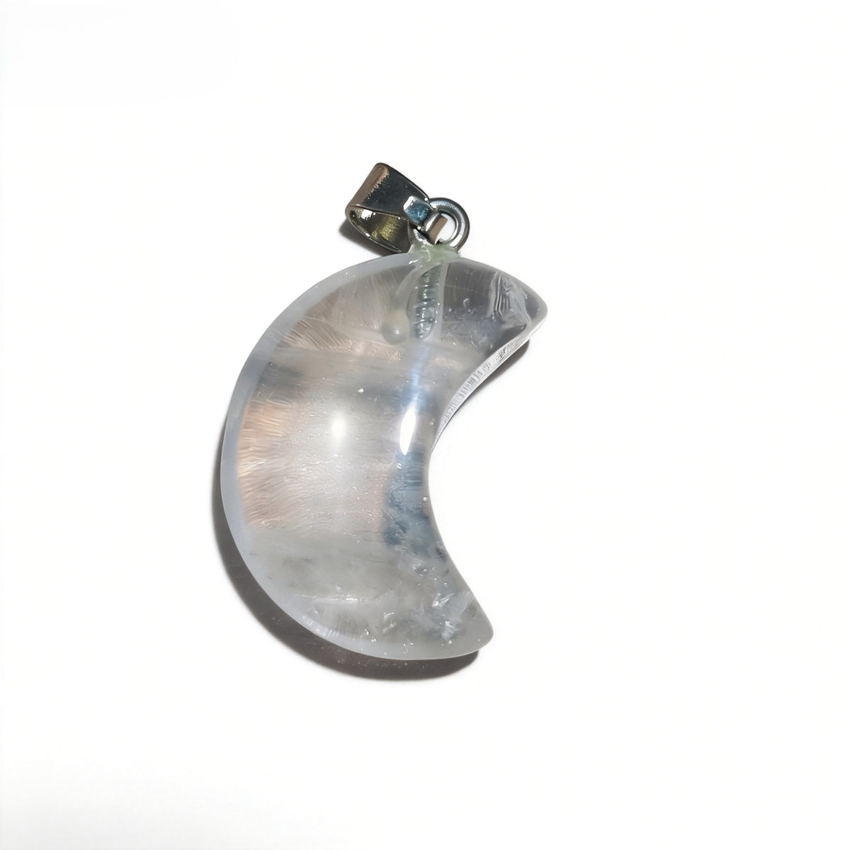 Natural Crystal Moon Pendant, Assorted Gemstone Crescent Charms for Jewelry Making