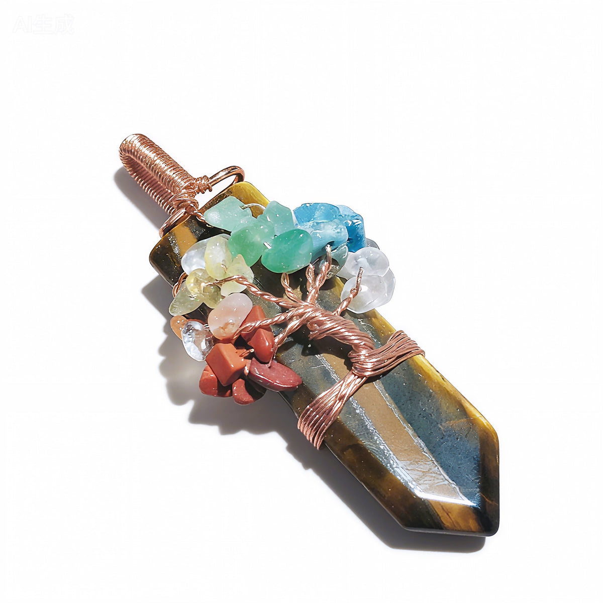 Hand-wrapped Wire Tree of Life Pendants for Necklace with Colorful Gemstones