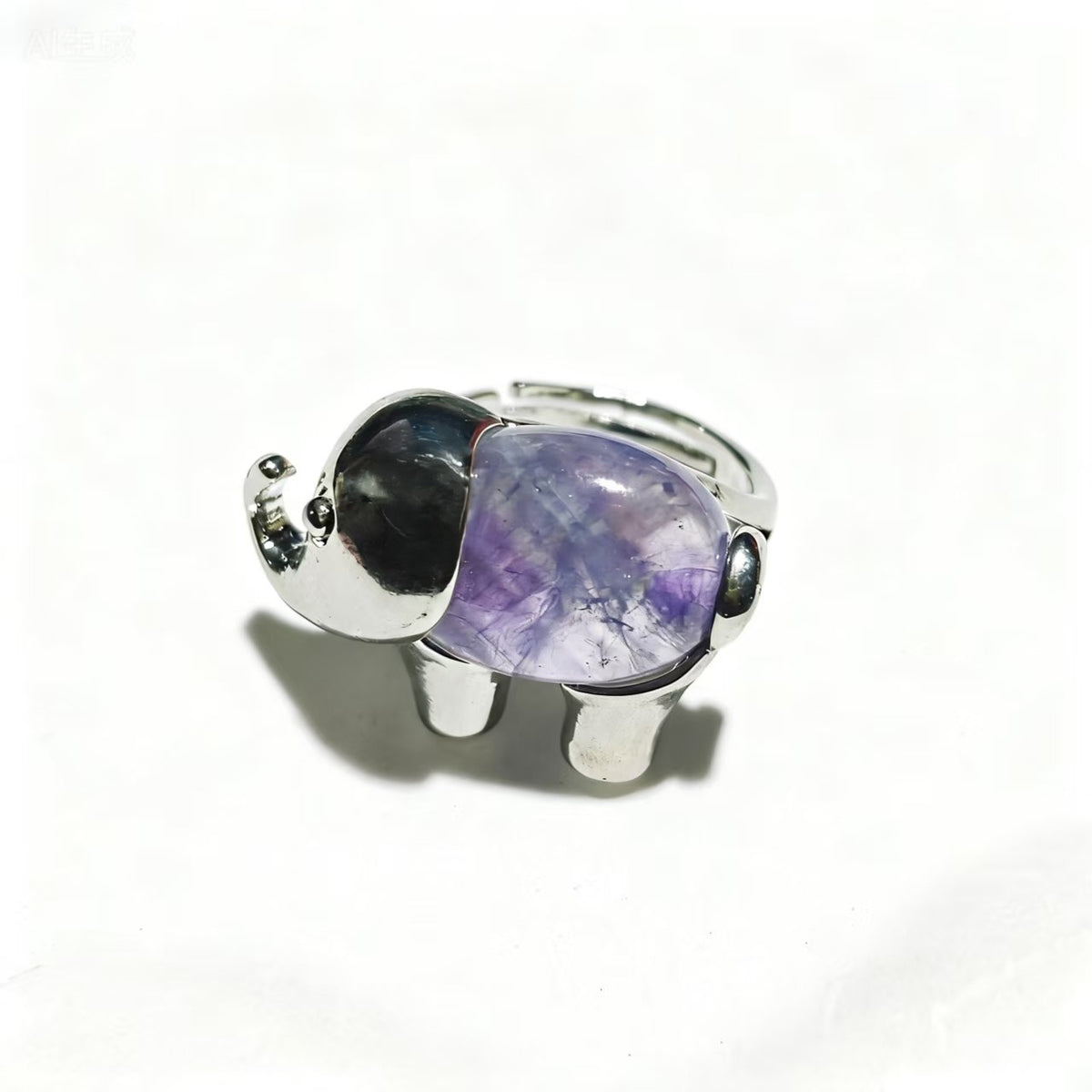 Tiger Eye And Amethyst Elephant Rings Handmade Silver Plated Jewelry For Women