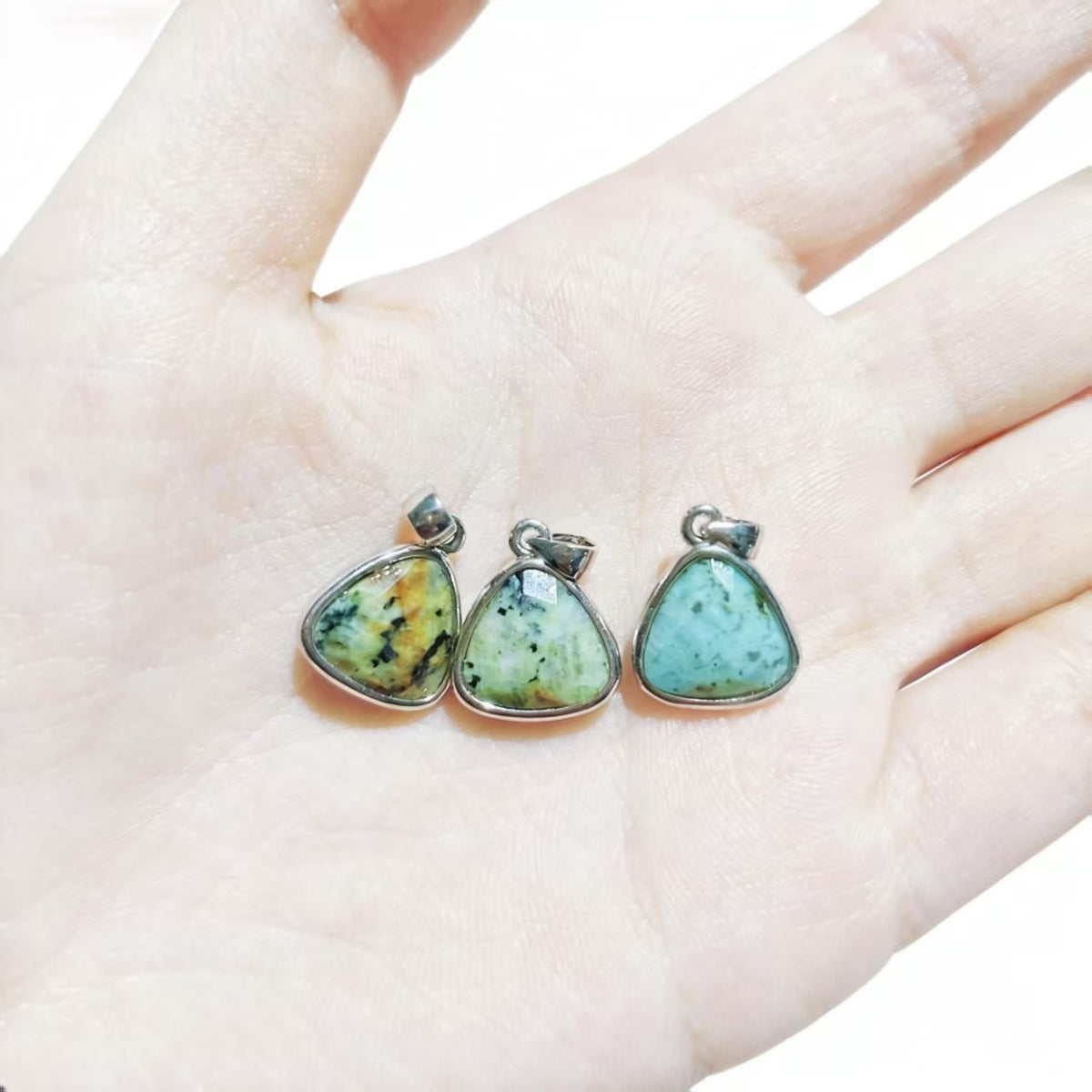 African Turquoise Triangle Pendants 🌿 Grounding Energy in Every Angle