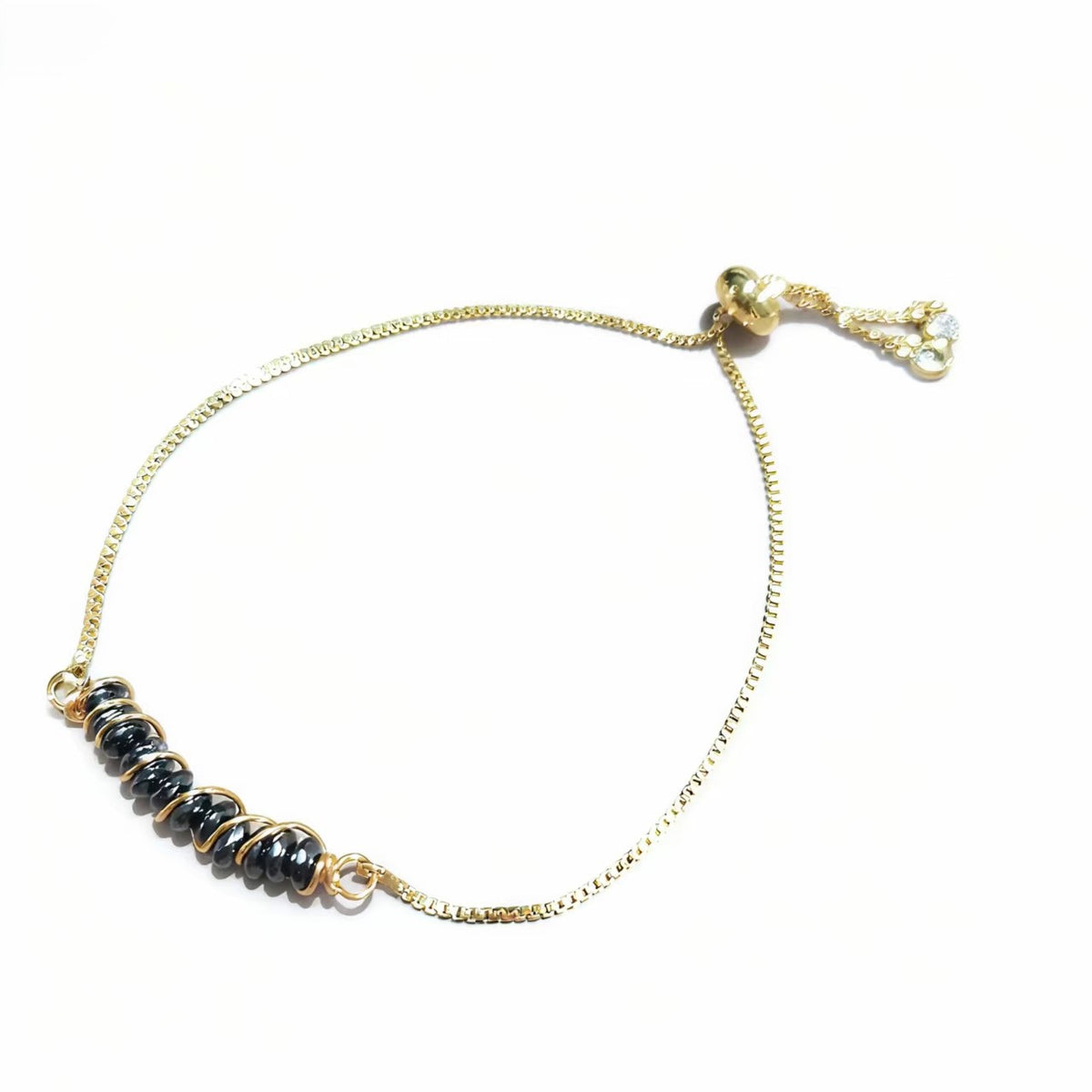 Golden Wired Facted Crystal Beads Bracelet Gifts