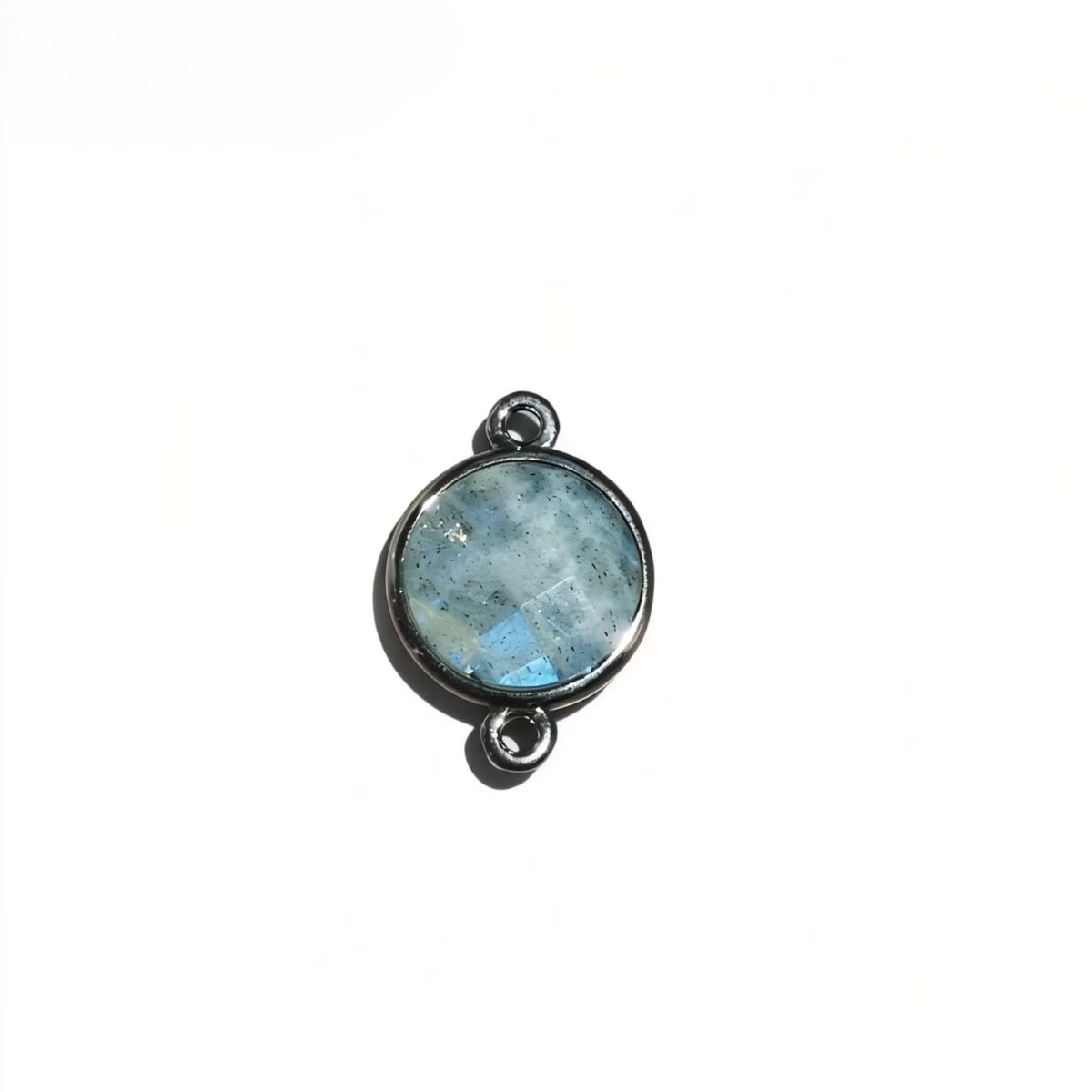 1Pc Natural Crystal Facted Round Silver Double Buckle Pendants For DIY Fashion Necklace Accessor