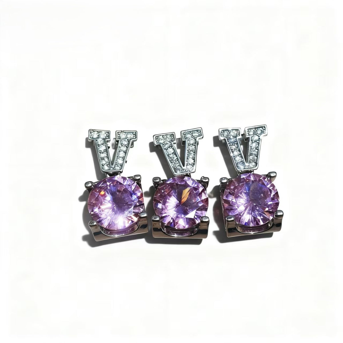 High-end V-set Pink Zircon Pendants Silver-plated Accessories For Women Jewelry Gifts