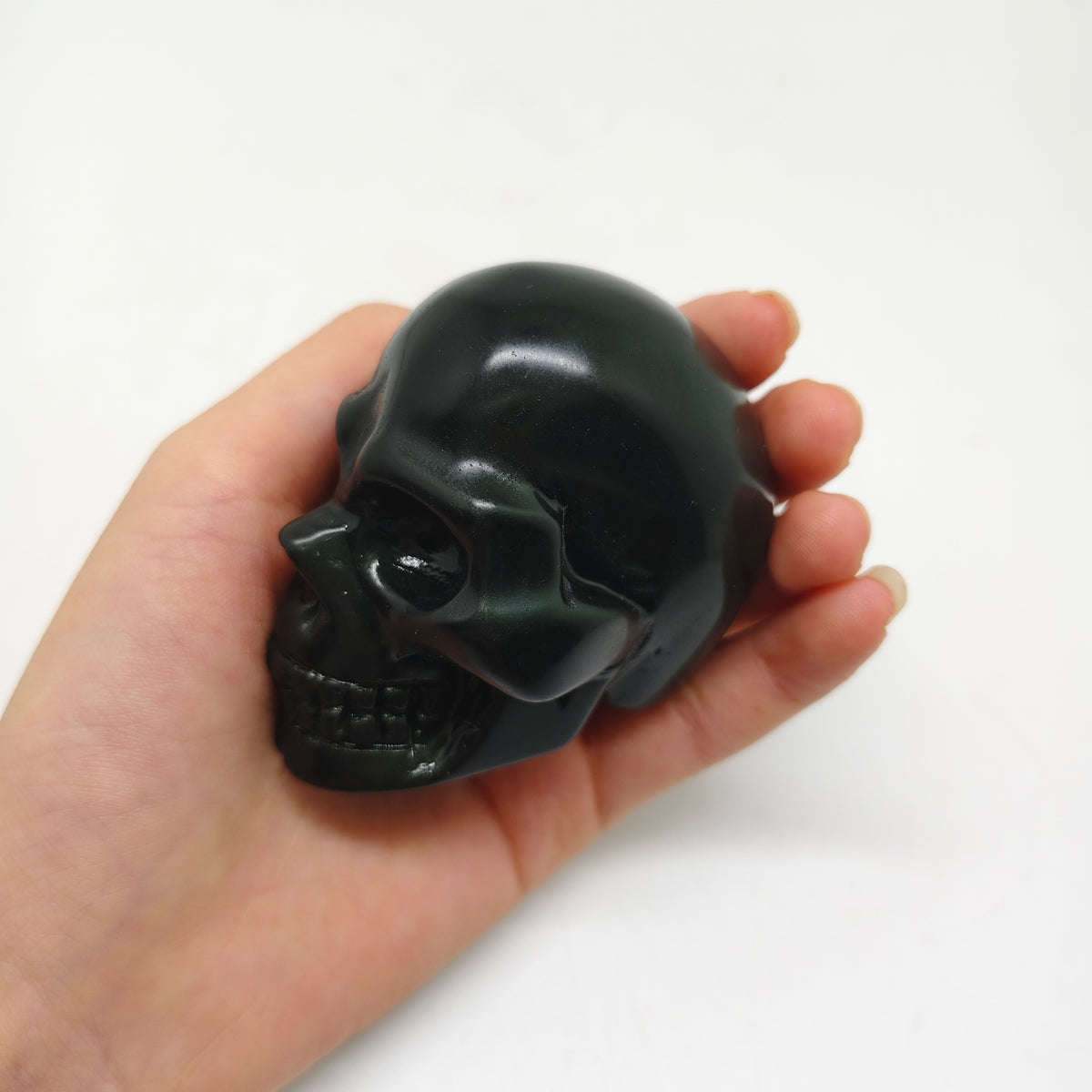 rainbow obsidian skull carving ornaments healing 179.6g