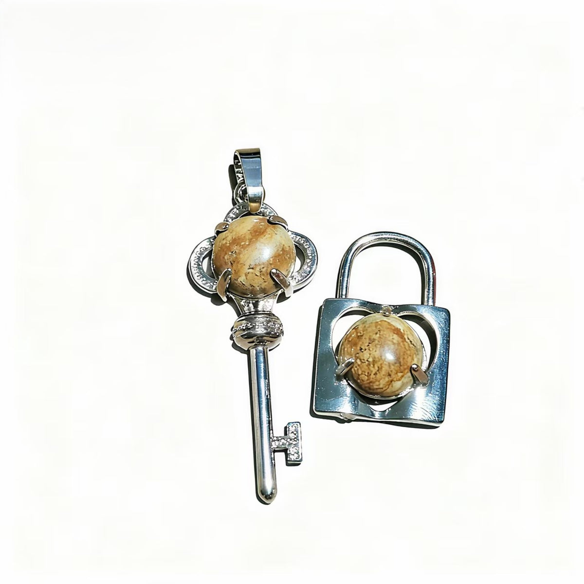 Crystal Concentric Lock Key Couple Pendants Fashion For Necklace