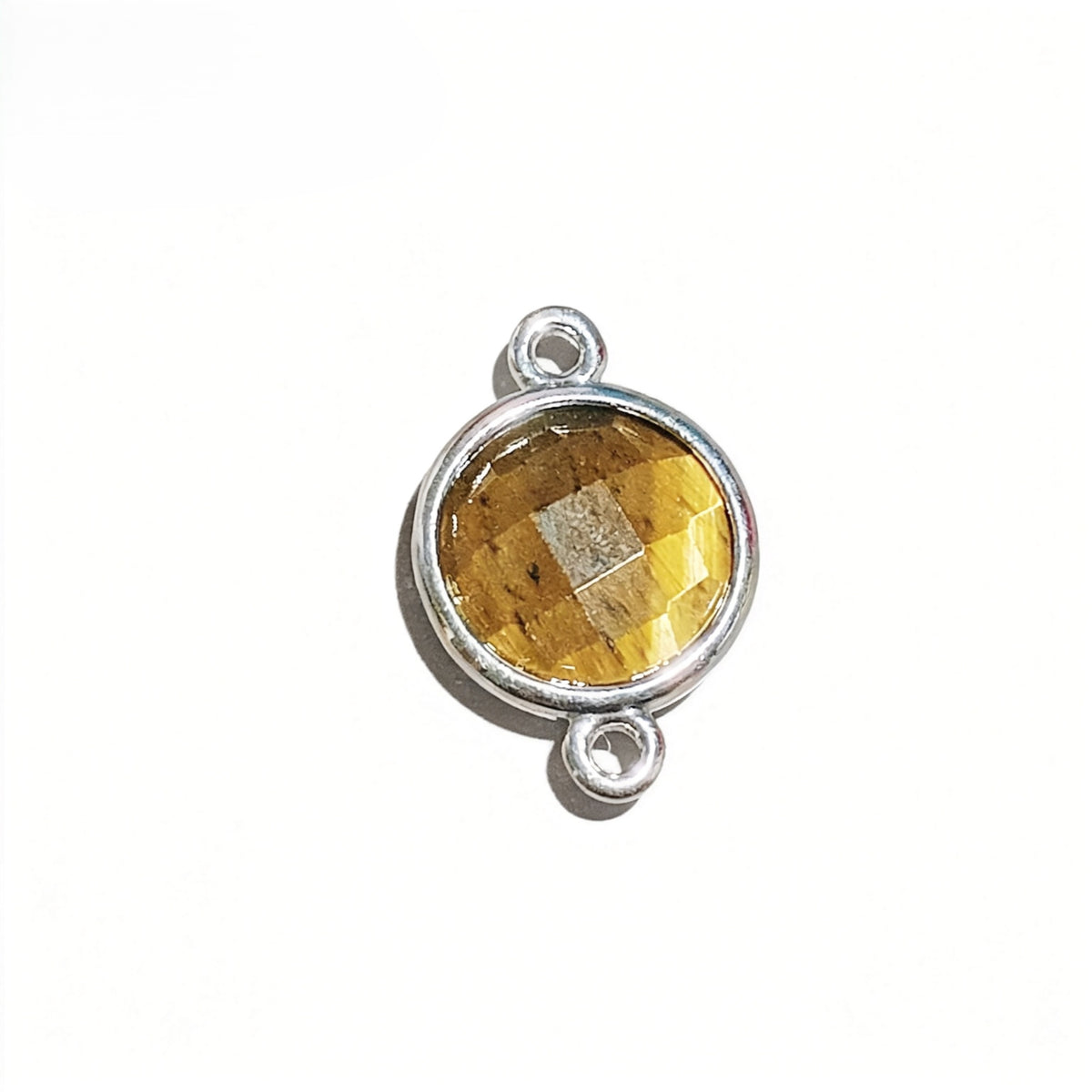 1Pc Natural Crystal Facted Round Silver Double Buckle Pendants For DIY Fashion Necklace Accessor