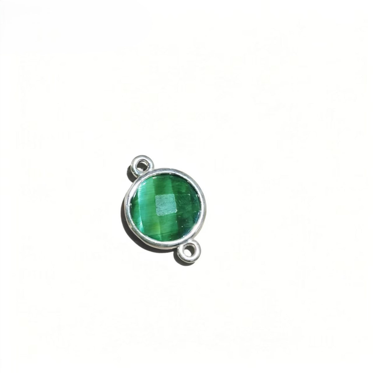 1Pc Natural Crystal Facted Round Silver Double Buckle Pendants For DIY Fashion Necklace Accessor