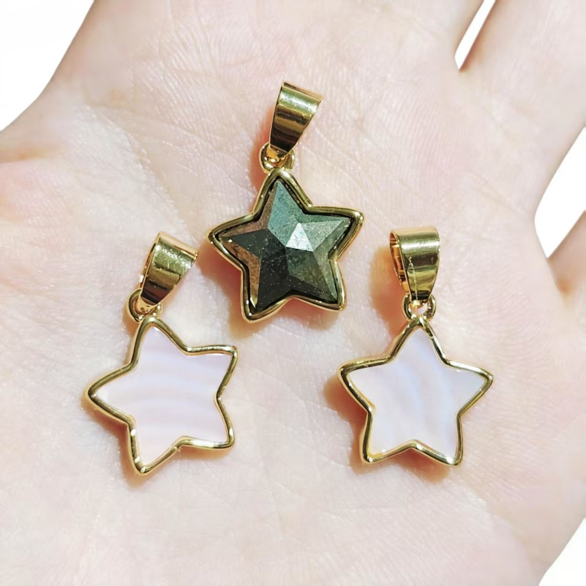 Starlight Pendants ✨ Golden for luck, Mother of Pearl for calm