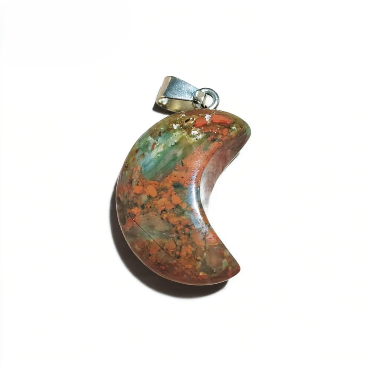 Natural Crystal Moon Pendant, Assorted Gemstone Crescent Charms for Jewelry Making