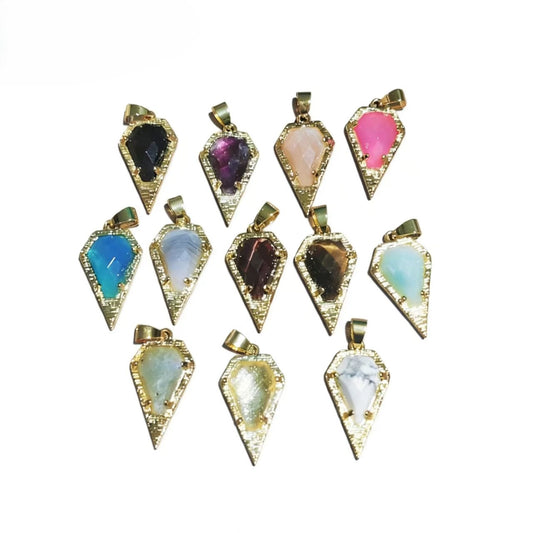 Healing Crystal Arrowhead Pendants, Multi-Stone Gemstone Charms for Necklaces & Bracelets