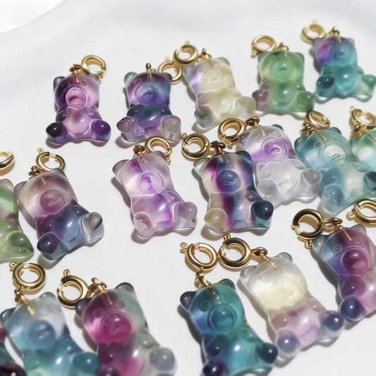 Rainbow Fluorite Gummy Bears Pendants 🌈 Carry the magic of color & calm