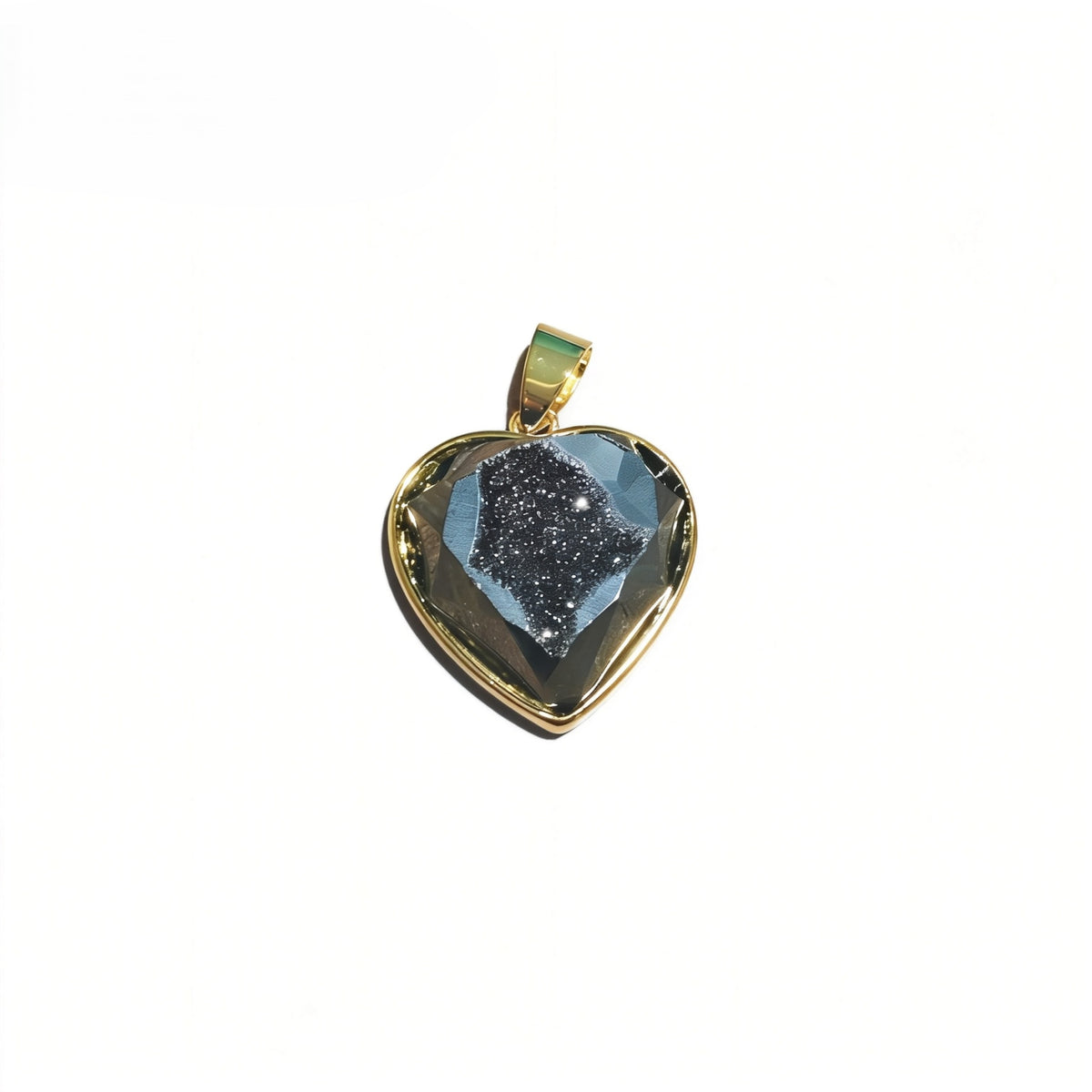 Gold-plated heart cluster pendant, natural cave ore slice geometry pendant