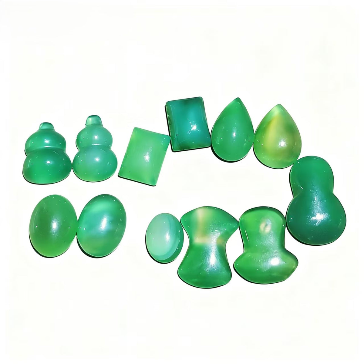 1Pc Green Agate Small Pieces Unpunched Pendants Healing Crystal Necklace