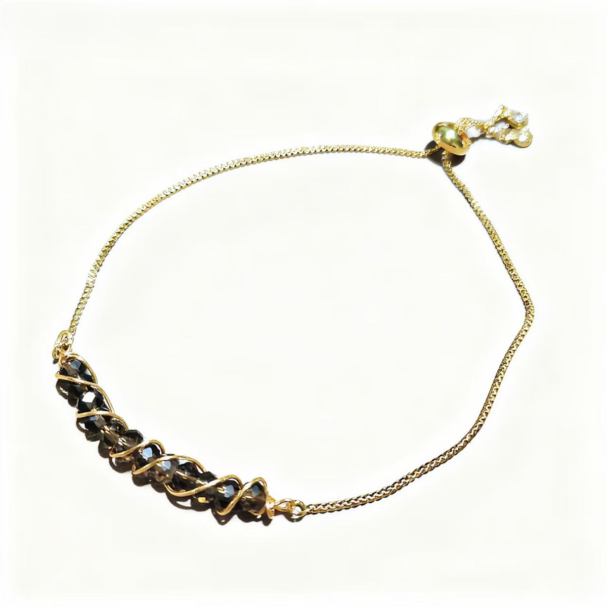 Golden Wired Facted Crystal Beads Bracelet Gifts