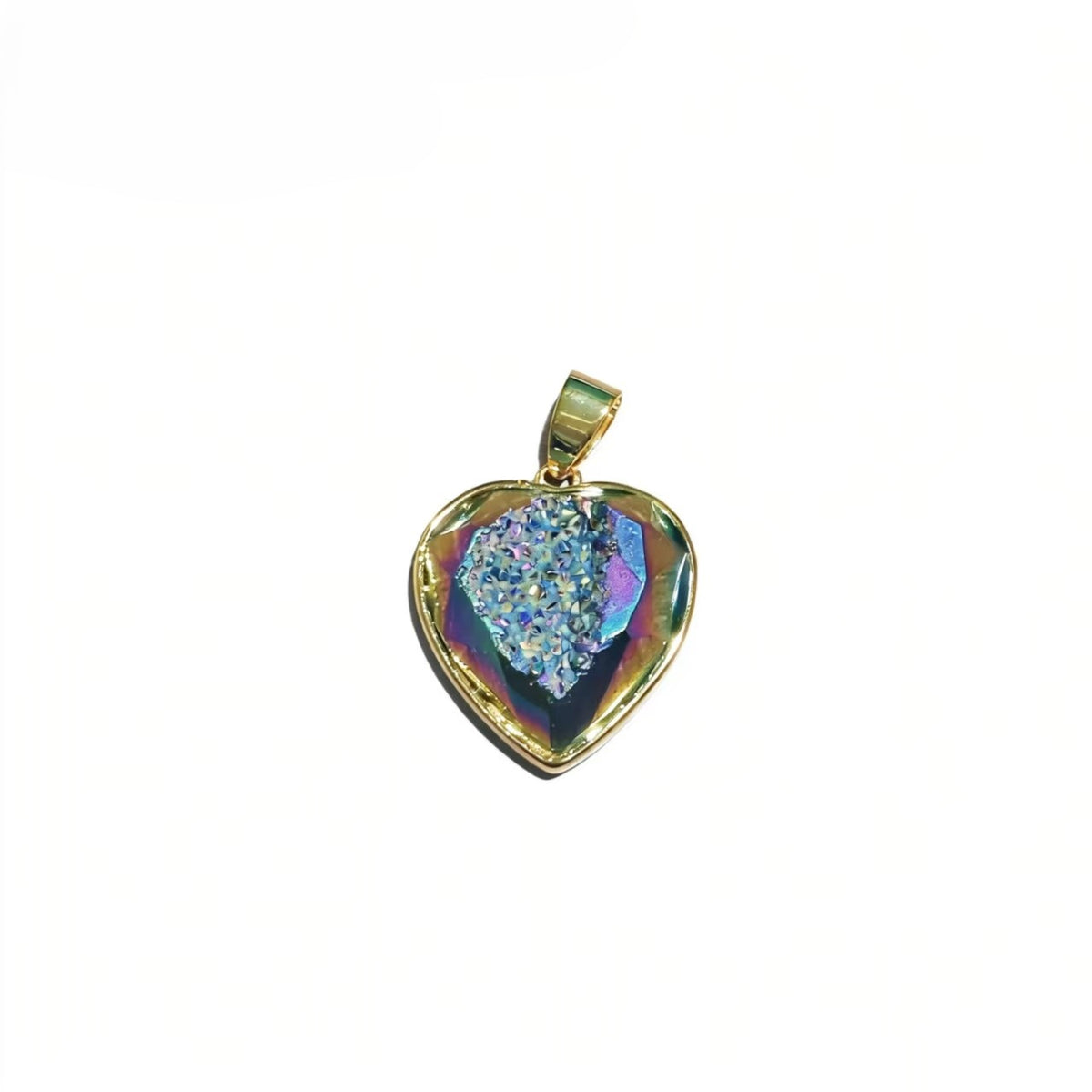 Gold-plated heart cluster pendant, natural cave ore slice geometry pendant