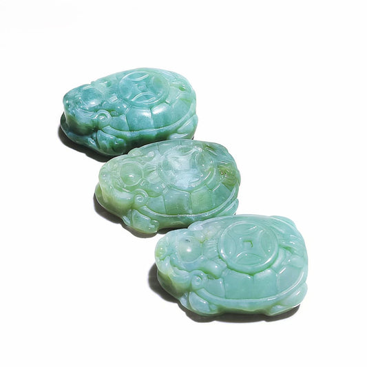 1Pc Emerald Jade Dragon Turtle Shape Pendants Healing Crystal Necklace