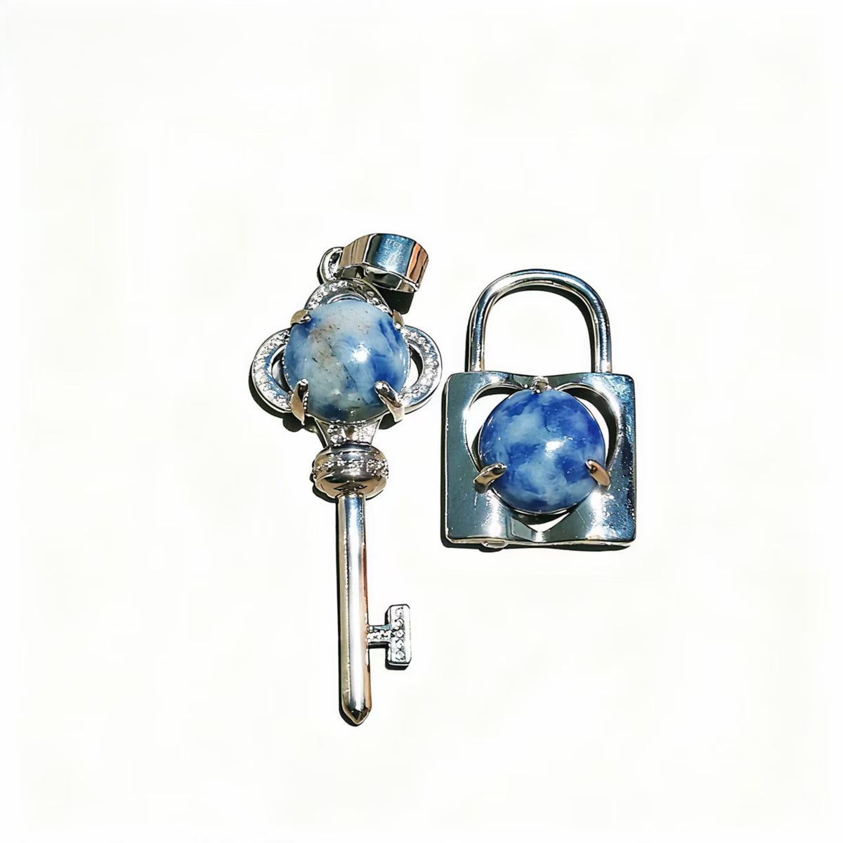Crystal Concentric Lock Key Couple Pendants Fashion For Necklace