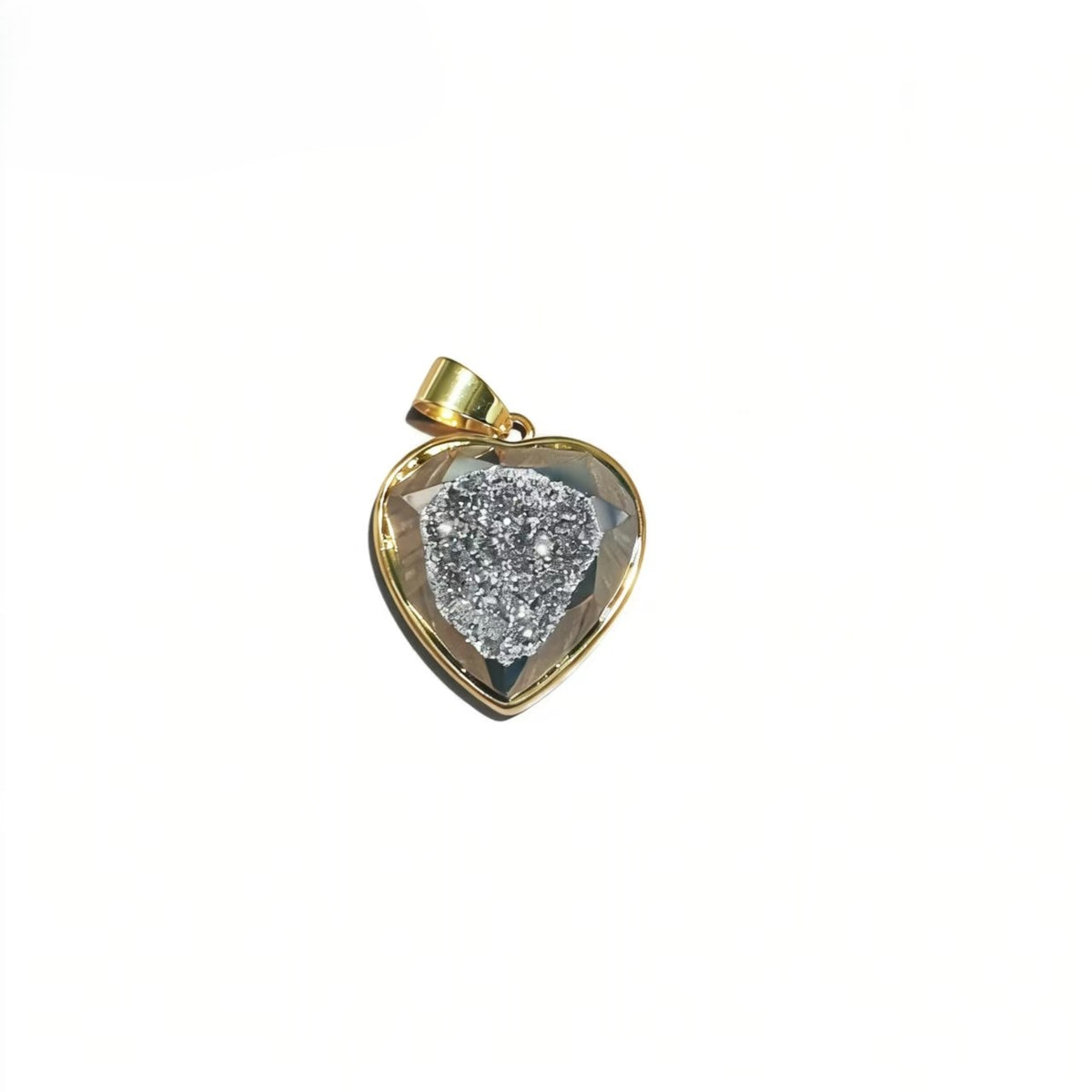 Gold-plated heart cluster pendant, natural cave ore slice geometry pendant