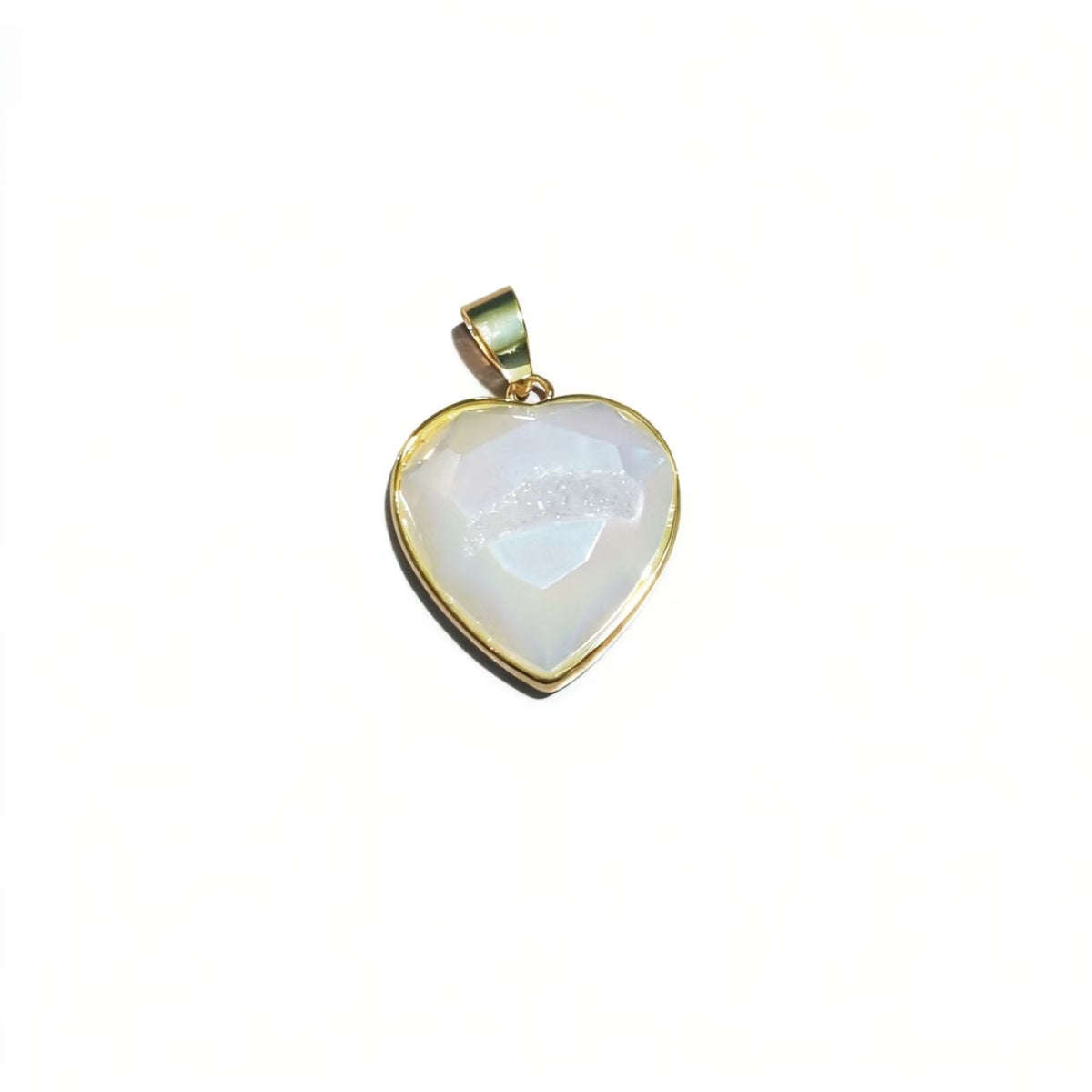 Gold-plated heart cluster pendant, natural cave ore slice geometry pendant