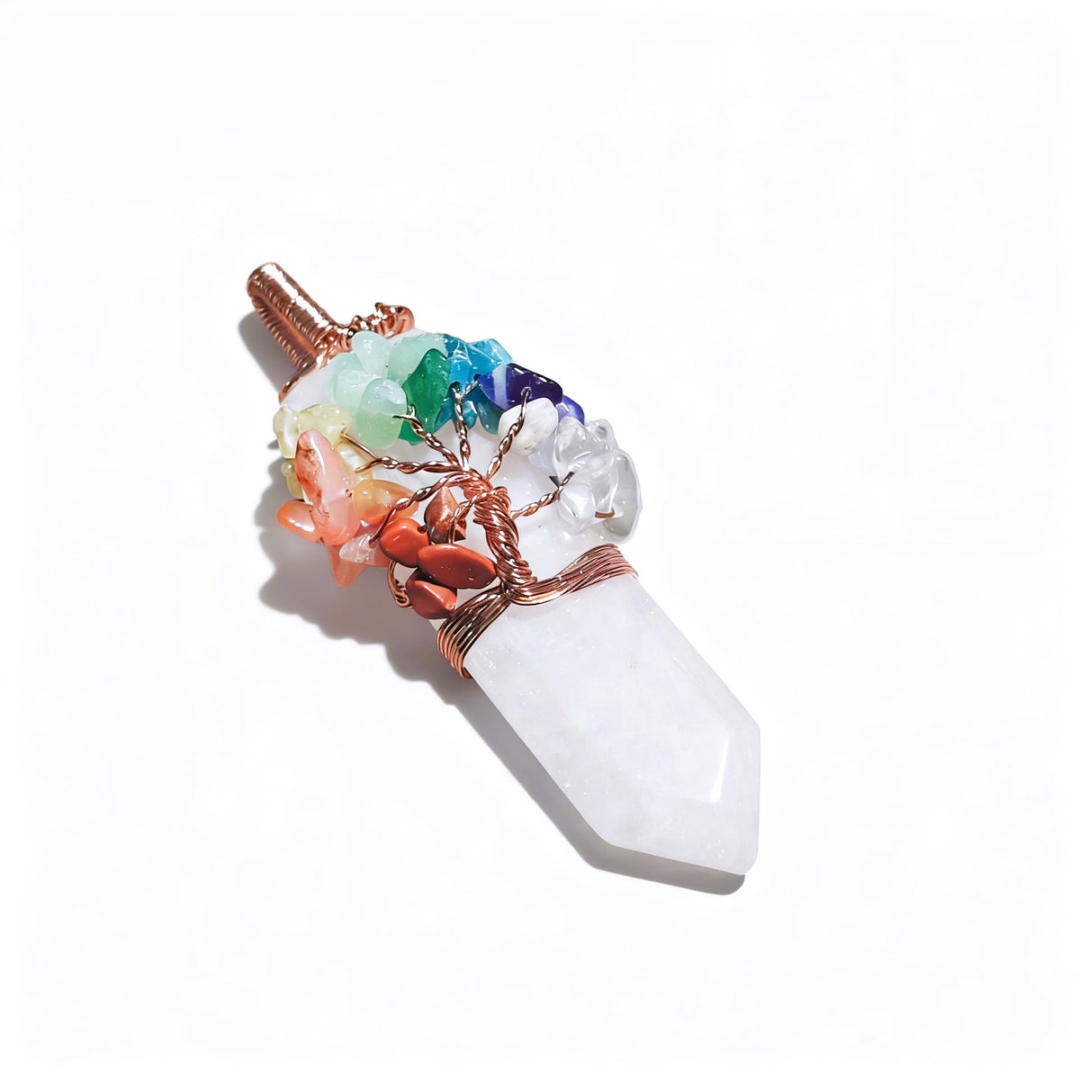 Hand-wrapped Wire Tree of Life Pendants for Necklace with Colorful Gemstones