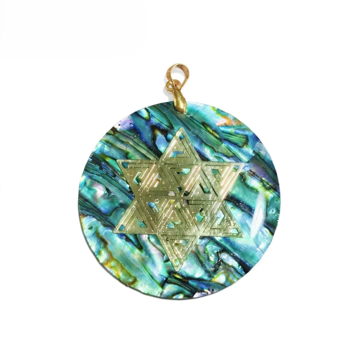Abalone Shell &Gold Plated Mandala Circle Shape Pendants