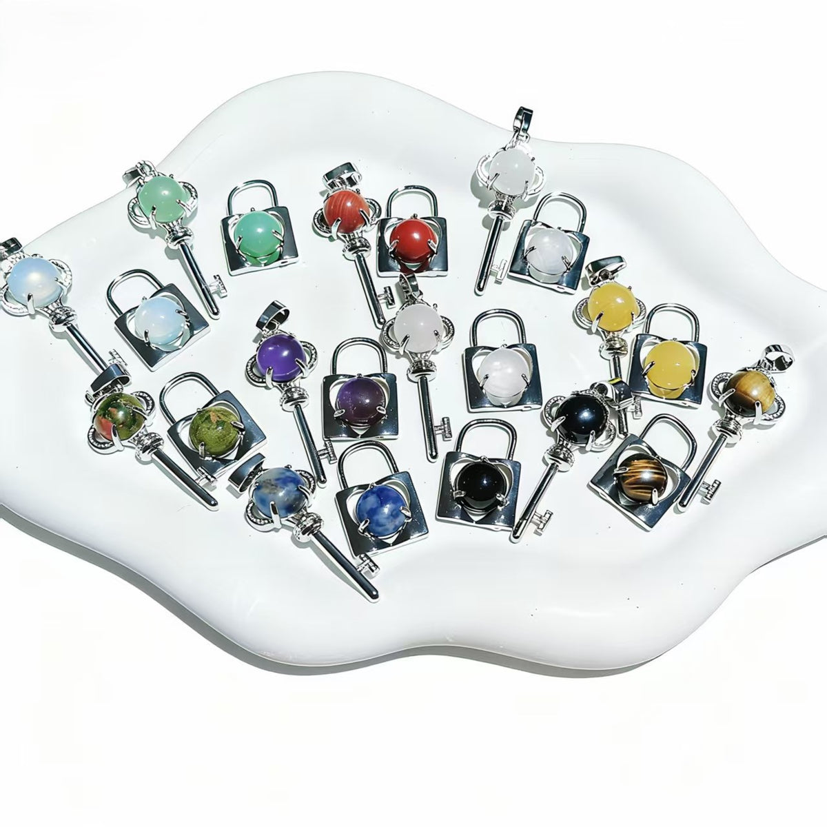 Crystal Concentric Lock Key Couple Pendants Fashion For Necklace