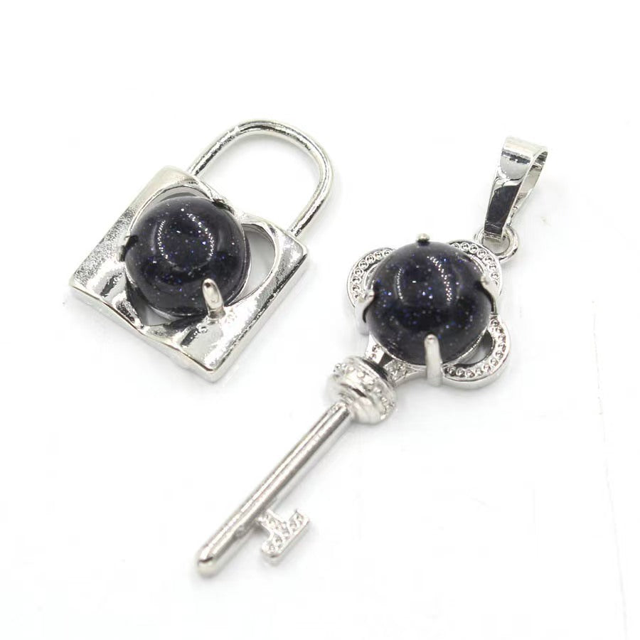 Crystal Concentric Lock Key Couple Pendants Fashion For Necklace