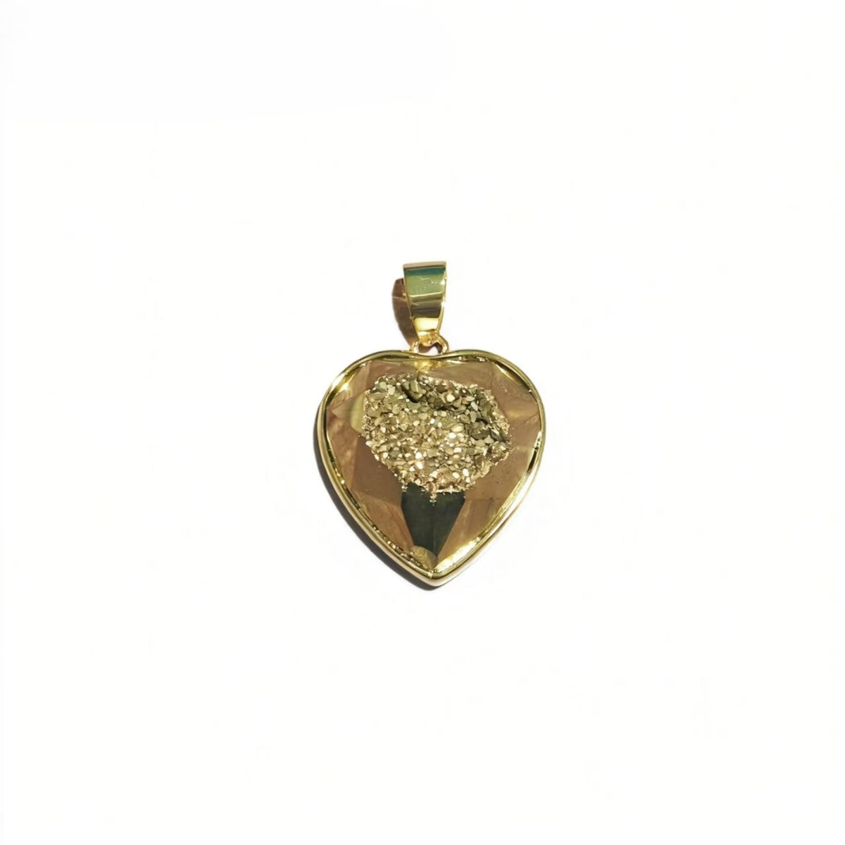 Gold-plated heart cluster pendant, natural cave ore slice geometry pendant