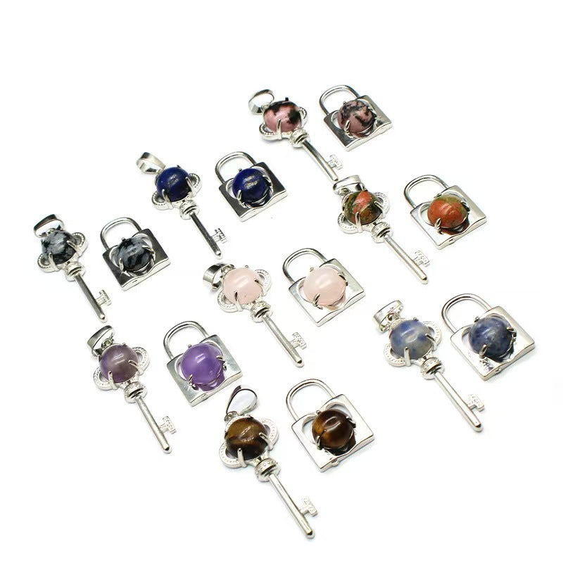 Crystal Concentric Lock Key Couple Pendants Fashion For Necklace