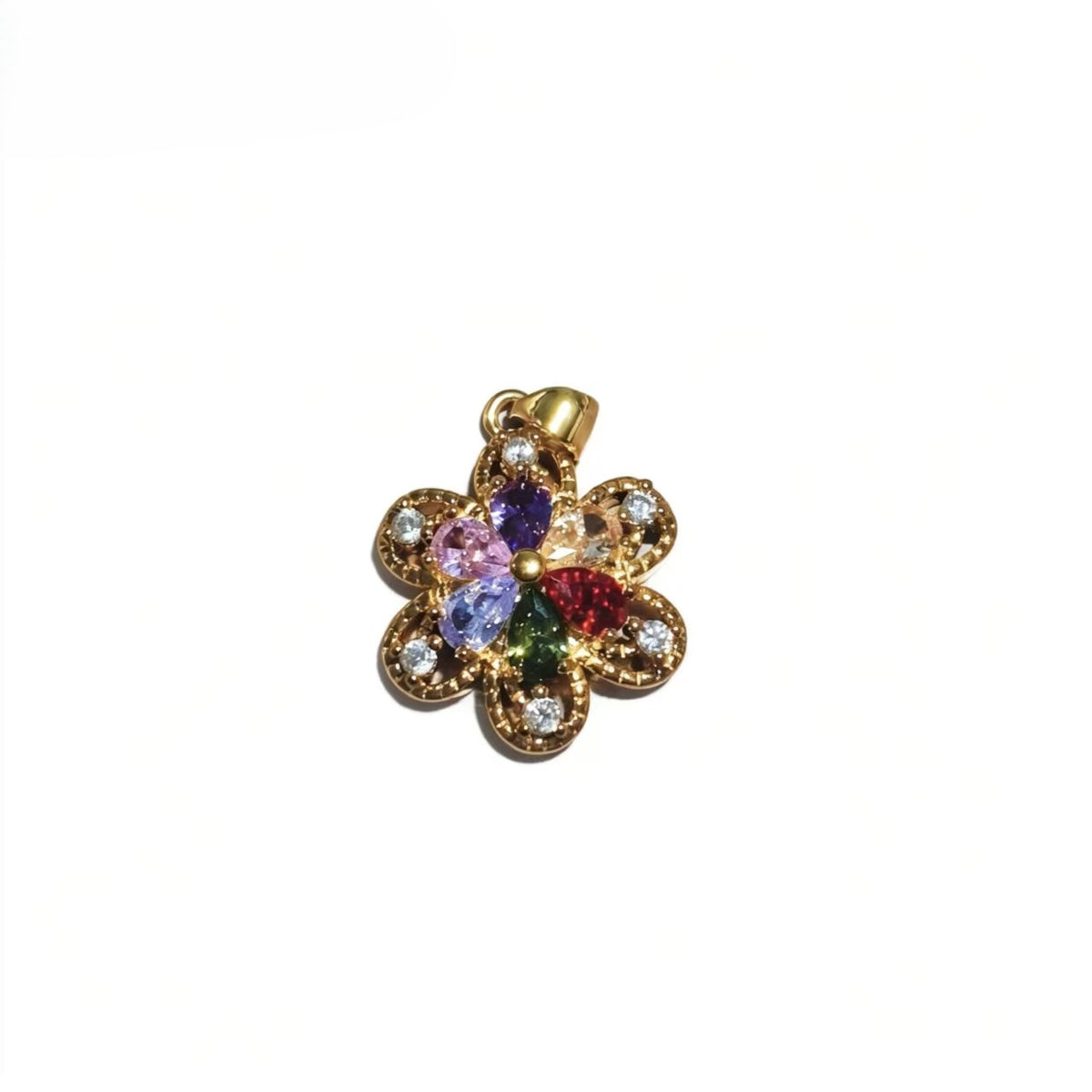 High-end Luxury Flower Shape Color Zircon Pendants Gold-plated Accessories For Women Jewelry Gifts