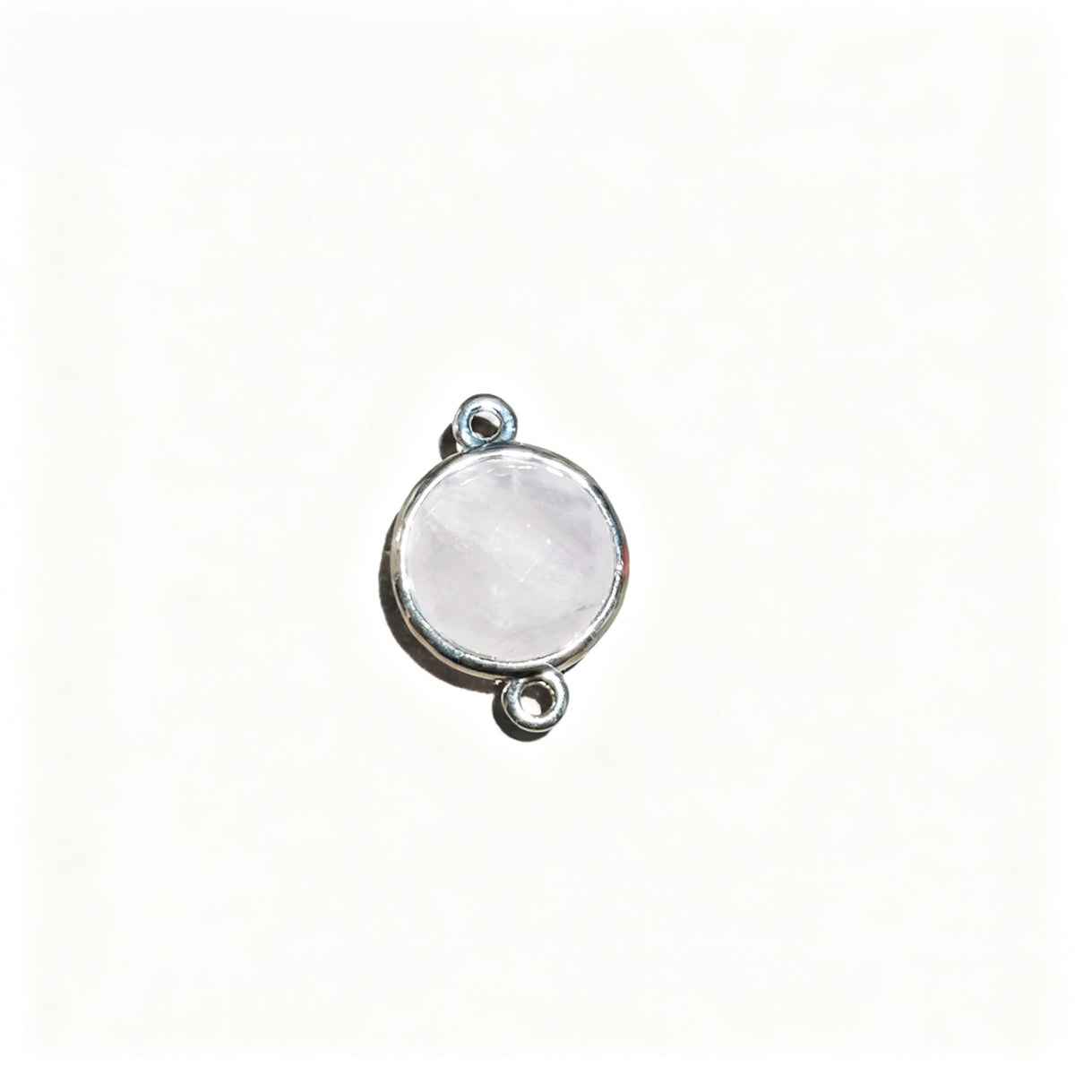 1Pc Natural Crystal Facted Round Silver Double Buckle Pendants For DIY Fashion Necklace Accessor