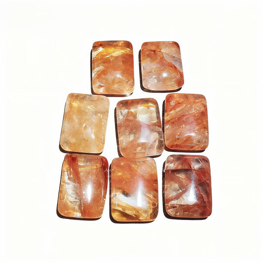 1Pc Natural Fire Quartz Cuboid Shape Unpunched Pendants Healing Crystal Necklace For Women